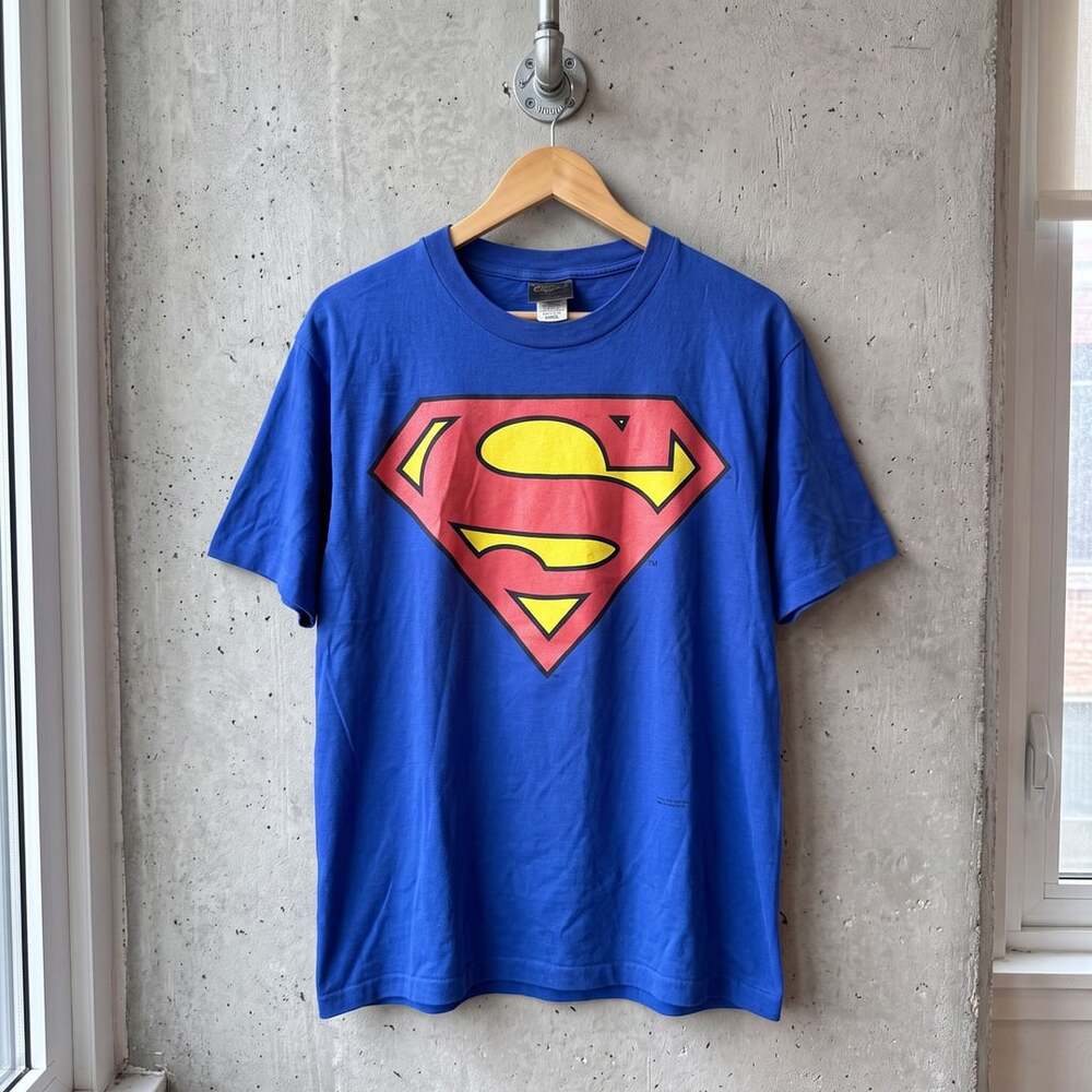 Changes Superman Logo T-Shirt Size Large Blue Vintage 1997 DC Comics
